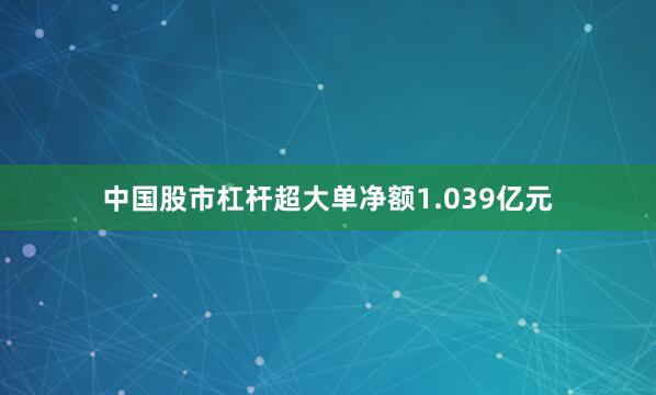 中国股市杠杆超大单净额1.039亿元